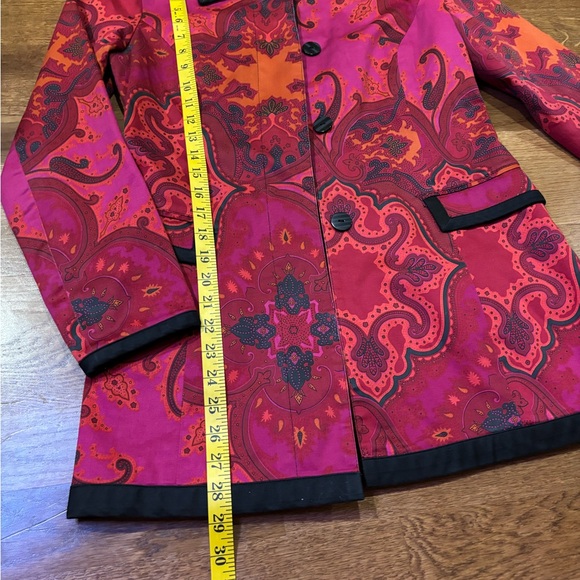 Transitions Paisley Jacket Women’s Sm– Magenta Orange Retro Y2K Statement Coat - Picture 7 of 9